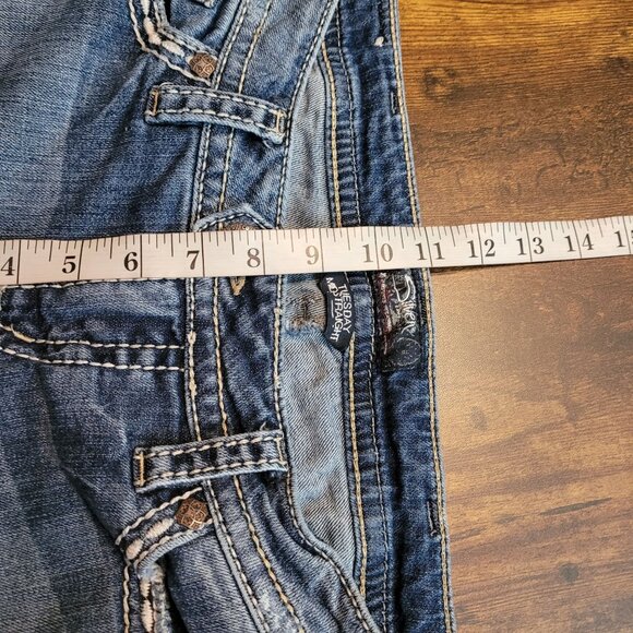 Silver Jeans Size 30 Tuesday Mid Straight Thick Stitch Ripped Medium Light Wash - Picture 9 of 12